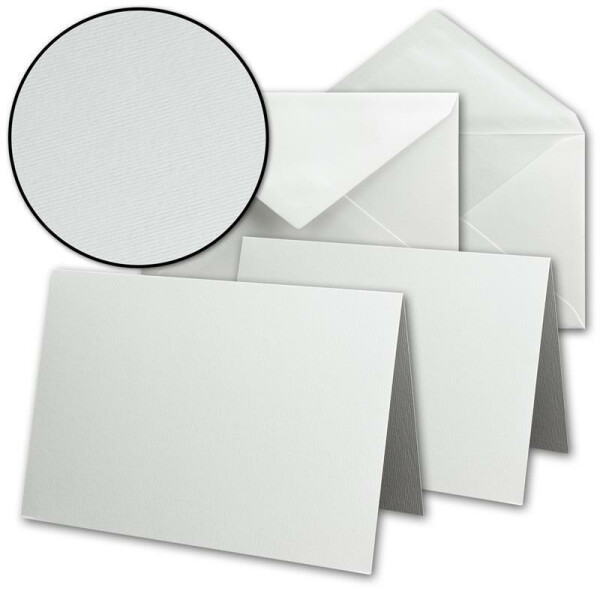 DIN B6 Karten-Set aus 50 Klapp-Karten blanko mit 50 Brief-Umschlag und 50 Falt-Blatt - Struktur-Leinenpapier - Vintage Grußkarten-Set  - von Ihrem Glüxx-Agent