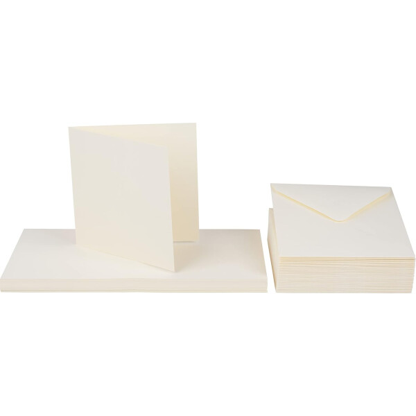 Craft UK 50 Umschläge in Creme - Quadratisch -  12,5 x 12,5 cm - Nassklebung mit spitzer Klappe - Vintage Einladung Hochzeit