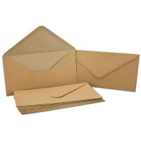 30 x Kraftpapier-Karten Set DIN Lang Naturbraun - Karte:DIN Lang - 20,9 x 10,4 cm ( offen 20,9 x 20,9 cm ) - 220 g/m² - mit passenden Brief-Umschlägen Nassklebung