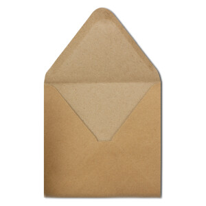 30 Klapp-Karten Set Quadratisch Vintage Braun Recycling - 13,5x13,5 cm - 220 g/m² mit Brief-Umschlägen quadratisch - 14x14 cm - 90 g/m² Nassklebung