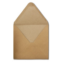 75 Klapp-Karten Set Quadratisch Vintage Braun Recycling - 13,5x13,5 cm - 220 g/m² mit Brief-Umschlägen quadratisch - 14x14 cm - 90 g/m² Nassklebung