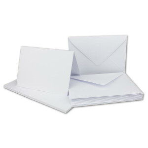 30 Doppelkarten Set DIN A6 Weiß - 14,8 x 21,0 cm offen - 240 g/m² mit Brief-Umschlägen DIN C6 - 11,3 x 16,0 cm - 120 g/m² Weiß Nassklebung