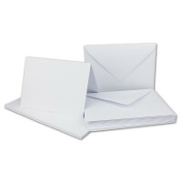 100 Doppelkarten Set DIN A6 Weiß - 14,8 x 21,0 cm offen - 240 g/m² mit Brief-Umschlägen DIN C6 - 11,3 x 16,0 cm - 120 g/m² Weiß Nassklebung