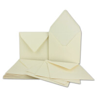 40 Falt-Karten Sets Quadratisch Creme-Weiß Doppel-Karte 13,5 x 13,5 cm - 240 g/m² mit Brief-Umschlägen 14 x 14 cm 120 g/m² Spitzklappe Nassklebung