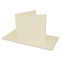 50 Falt-Karten Sets Quadratisch Creme-Weiß Doppel-Karte 13,5 x 13,5 cm - 240 g/m² mit Brief-Umschlägen 14 x 14 cm 120 g/m² Spitzklappe Nassklebung