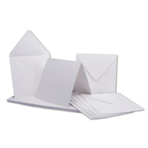 20 x Klapp-Karten Set Quadratisch Weiß/Hoch-Weiss - Falt-Karte 13,5 x 13,5 cm - 240 g/m² mit Brief-Umschlägen quadratisch - 14 x 14 cm - 120 g/m² Nassklebung