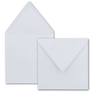 50 x Klapp-Karten Set Quadratisch Weiß/Hoch-Weiss - Falt-Karte 13,5 x 13,5 cm - 240 g/m² mit Brief-Umschlägen quadratisch - 14 x 14 cm - 120 g/m² Nassklebung