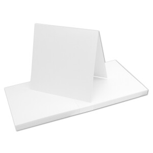 75 x Klapp-Karten Set Quadratisch Weiß/Hoch-Weiss - Falt-Karte 13,5 x 13,5 cm - 240 g/m² mit Brief-Umschlägen quadratisch - 14 x 14 cm - 120 g/m² Nassklebung
