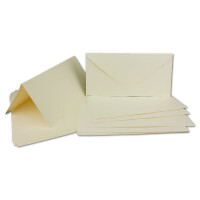 20 x Klapp-Karten- Set DIN Lang Creme-weiß - Karte 21,0 x 21,0 cm - 240 g/m² - mit Brief-Umschlägen DIN Lang - 11,1 x 21,1 cm - 120 g/m² - Runde Klappe- Nassklebung