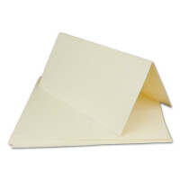 20 x Klapp-Karten- Set DIN Lang Creme-weiß - Karte 21,0 x 21,0 cm - 240 g/m² - mit Brief-Umschlägen DIN Lang - 11,1 x 21,1 cm - 120 g/m² - Runde Klappe- Nassklebung