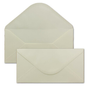 30 x Klapp-Karten- Set DIN Lang Creme-weiß - Karte 21,0 x 21,0 cm - 240 g/m² - mit Brief-Umschlägen DIN Lang - 11,1 x 21,1 cm - 120 g/m² - Runde Klappe- Nassklebung