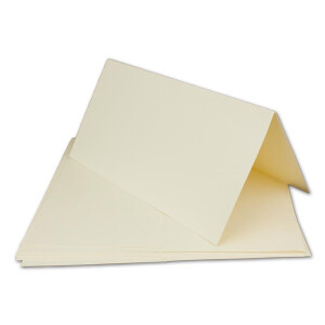 75 x Klapp-Karten- Set DIN Lang Creme-weiß - Karte 21,0 x 21,0 cm - 240 g/m² - mit Brief-Umschlägen DIN Lang - 11,1 x 21,1 cm - 120 g/m² - Runde Klappe- Nassklebung
