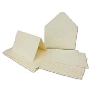100 x Doppelkarten - Umschlag - Set DIN A6/C6 - Creme-weiß - Karte DIN A 6-10,5 x 14,8 cm - 240 g/m² mit Brief-Umschlägen DIN C6-11,3 x 16,0 cm - 120 g/m² Nassklebung
