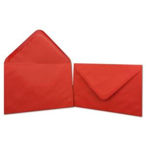 50 DIN B6 Briefumschläge Rot - 12,0 x 17,5 cm - 90 g/m² Nassklebung Post-Umschläge ohne Fenster für Hochzeit, Weihnachten & Einladungskarten