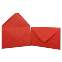 50 DIN B6 Briefumschläge Rot - 12,0 x 17,5 cm - 90 g/m² Nassklebung Post-Umschläge ohne Fenster für Hochzeit, Weihnachten & Einladungskarten