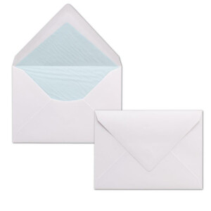 75  DIN C6 Briefumschläge - Weiß gefüttert mit hellblauem Seidenpapier - 11,4 x 16,2 cm - 100 g/m² Nassklebung Brief-Hüllen ohne Fenster von Ihrem Glüxx-Agent
