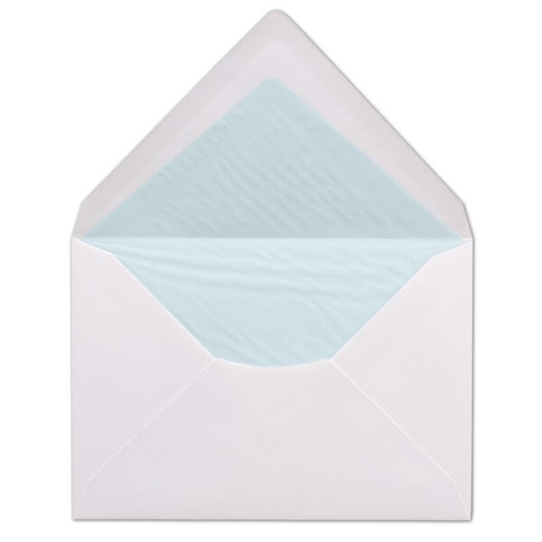 200  DIN C6 Briefumschläge - Weiß gefüttert mit hellblauem Seidenpapier - 11,4 x 16,2 cm - 100 g/m² Nassklebung Brief-Hüllen ohne Fenster von Ihrem Glüxx-Agent