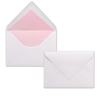 50  DIN C6 Briefumschläge - Weiß gefüttert mit rosanem Seidenpapier - 11,4 x 16,2 cm - 100 g/m² Nassklebung Brief-Hüllen ohne Fenster von Ihrem Glüxx-Agent