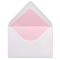 200  DIN C6 Briefumschläge - Weiß gefüttert mit rosanem Seidenpapier - 11,4 x 16,2 cm - 100 g/m² Nassklebung Brief-Hüllen ohne Fenster von Ihrem Glüxx-Agent