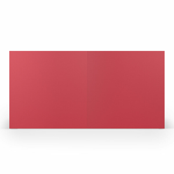 PAPERADO 25 Faltkarten Quadratisch 15,7 x 15,7 cm - Rot gerippt - Doppelkarten vorgefaltet blanko 220 g/m² - Kleine Klappkarten Basteln Einladungskarten Hochzeit Kommunion