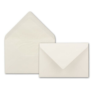 50 DIN B6 Briefumschläge Natur-weiß mit weißem Seidenfutter - 12,5 x 17,6 cm - 100 g/m² Nassklebung Matt ohne Fenster von Ihrem Glüxx-Agent