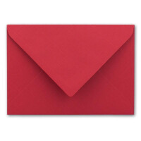 75 DIN B6 Briefumschläge Rot mit weißem Seidenfutter - 12,5 x 17,6 cm - 100 g/m² Nassklebung gerippte Umschläge ohne Fenster von Ihrem Glüxx-Agent