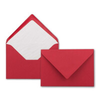 75 DIN B6 Briefumschläge Rot mit weißem Seidenfutter - 12,5 x 17,6 cm - 100 g/m² Nassklebung gerippte Umschläge ohne Fenster von Ihrem Glüxx-Agent
