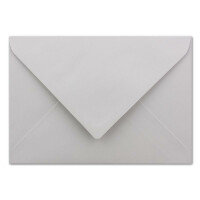50 DIN B6 Briefumschläge Hellgrau mit weißem Seidenfutter - 12,5 x 17,6 cm - 100 g/m² Nassklebung gerippte Umschläge ohne Fenster von Ihrem Glüxx-Agent