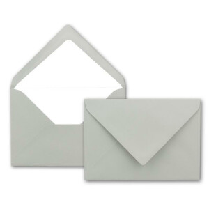 75 DIN B6 Briefumschläge Hellgrau mit weißem Seidenfutter - 12,5 x 17,6 cm - 100 g/m² Nassklebung gerippte Umschläge ohne Fenster von Ihrem Glüxx-Agent