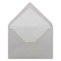 75 DIN B6 Briefumschläge Hellgrau mit weißem Seidenfutter - 12,5 x 17,6 cm - 100 g/m² Nassklebung gerippte Umschläge ohne Fenster von Ihrem Glüxx-Agent