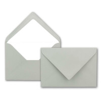 100 DIN B6 Briefumschläge Hellgrau mit weißem Seidenfutter - 12,5 x 17,6 cm - 100 g/m² Nassklebung gerippte Umschläge ohne Fenster von Ihrem Glüxx-Agent