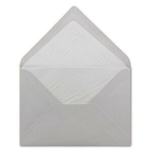 200 DIN B6 Briefumschläge Hellgrau mit weißem Seidenfutter - 12,5 x 17,6 cm - 100 g/m² Nassklebung gerippte Umschläge ohne Fenster von Ihrem Glüxx-Agent