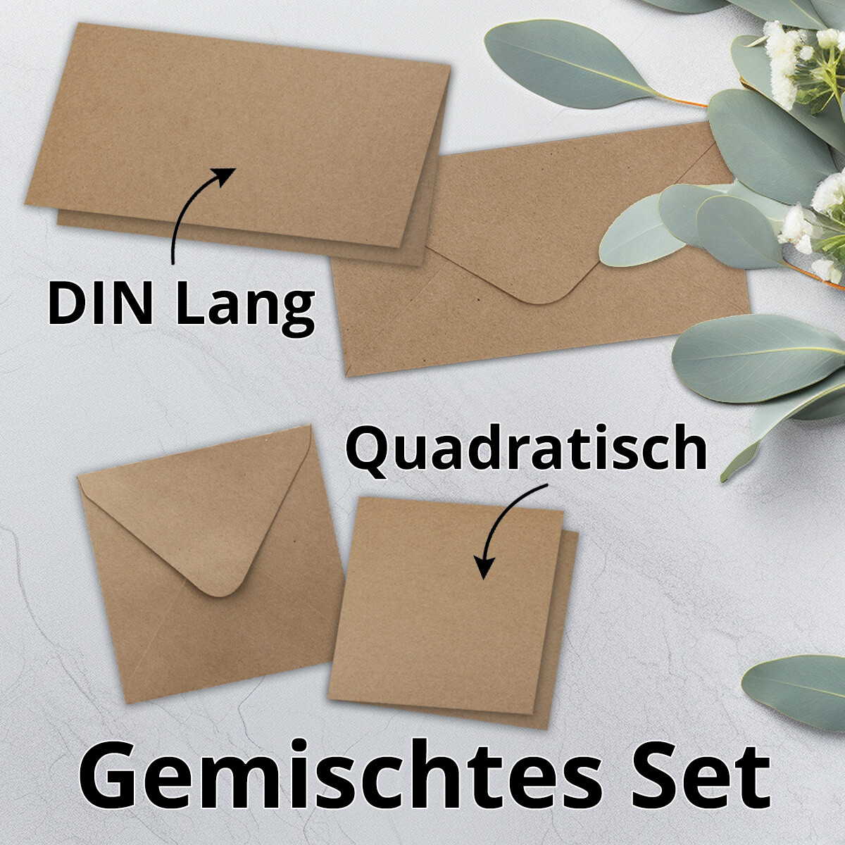Kraftpapier-Misch-Set - Quadratisch und DIN Lang -...