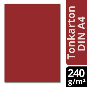 100 Blatt Tonkarton DIN A4 - Dunkelrot Rot - 240 g/m² dicker Bastelkarton - 21,0 x 29,7 cm Pappe zum basteln für Fotoalbum Menükarte Bedruckbar DIY kreativ sein