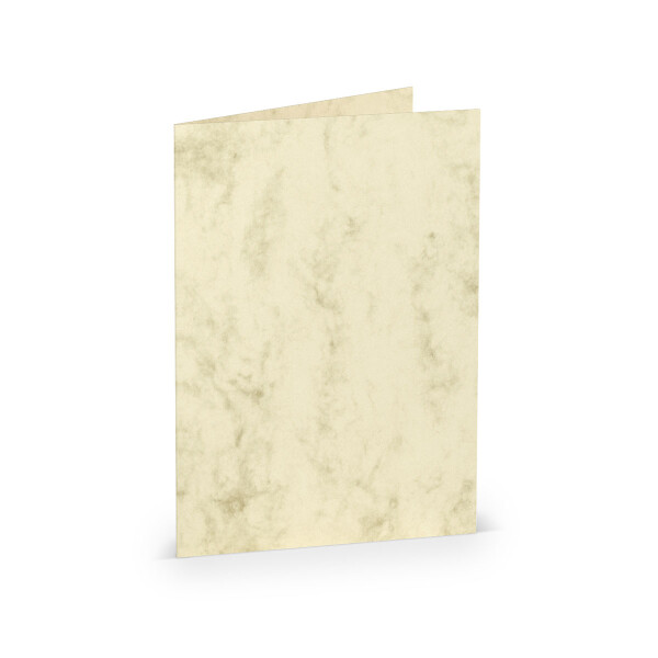 PAPERADO 25 Faltkarten DIN A6 - Chamois Marmora Marmoriert Marmor-Beige - 10,5 x 14,8 cm - 220 g/m² - Doppelkarte Klappkarte Einladungskarte