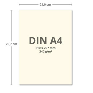 100 Blatt Tonkarton DIN A4 - Creme - 240 g/m² dicker Bastelkarton - 21,0 x 29,7 cm Pappe zum basteln für Fotoalbum Menükarte Bedruckbar DIY kreativ sein