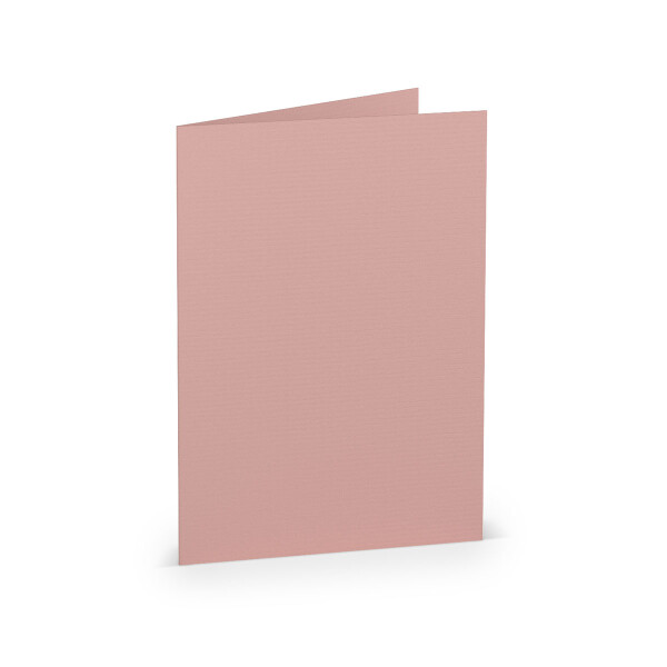 PAPERADO 1000 Faltkarten DIN A6 - Rose gerippt Alt-Rosa - 10,5 x 14,8 cm - 220 g/m² - Doppelkarte Klappkarte Einladungskarte