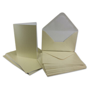 45x Klappkarten blanko mit Umschlag - DIN A6 / C6 Creme matt glänzend - Faltkarten A6 10,5 x 14,7 cm mit Briefumschläge C6 11,5 x 16 cm - Karten Umschlag Set von Glüxx Agent