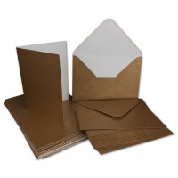 180x Klappkarten blanko mit Umschlag - DIN A6 / C6 Gold matt glänzend - Faltkarten A6 10,5 x 14,7 cm mit Briefumschläge C6 11,5 x 16 cm - Karten Umschlag Set von Glüxx Agent