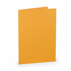 PAPERADO 25 Faltkarten DIN A5 Ocker gerippt Orange - Doppelkarten vorgefaltet blanko 220 g/m² - 14,8 x 21 cm - Klappkarten Basteln Einladungskarten Hochzeit Kommunion