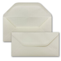 100 DIN Lang Briefumschläge Creme - 11x22 cm - 120 g/m² Nassklebung Post-Umschläge ohne Fenster mit gerader trapezförmiger Klappe - Glüxx-Agent