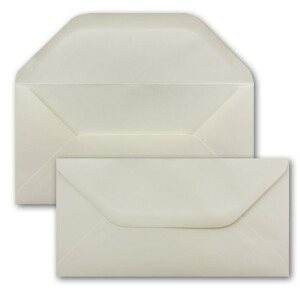 150 DIN Lang Briefumschläge Creme - 11x22 cm - 120 g/m² Nassklebung Post-Umschläge ohne Fenster mit gerader trapezförmiger Klappe - Glüxx-Agent