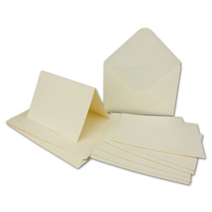 15 Falt-Karten Sets - DIN A6 - 240 g/m² 220 g/m²  - Weiss - Creme - Kraft - mit Brief-Umschlägen DIN C6 - 120 g/m² 90 g/m² Nassklebung