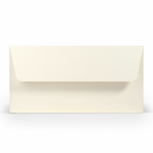 PAPERADO 50 Briefumschläge DIN lang / DL Haftklebung mit Seidenfutter - Ivory gerippt Creme - 100 g/m² Kuvert ohne Fenster 22 x 11 cm - Umschläge mit Haftklebung breite Klappe