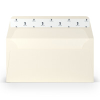 PAPERADO 400 Briefumschläge DIN lang / DL Haftklebung mit Seidenfutter - Ivory gerippt Creme - 100 g/m² Kuvert ohne Fenster 22 x 11 cm - Umschläge mit Haftklebung breite Klappe
