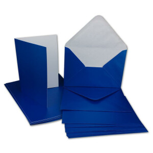 120x Klappkarten blanko mit Umschlag - DIN A6 / C6 Blau matt glänzend - Faltkarten A6 10,5 x 14,7 cm mit Briefumschläge C6 11,5 x 16 cm - Karten Umschlag Set von Glüxx Agent