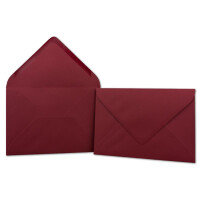 50 DIN B6 Briefumschläge Dunkelrot mit gerippter Struktur - 12,5 x 17,5 cm - 100 g/m² Nassklebung für Weihnachten, Grußkarten - Glüxx-Agent