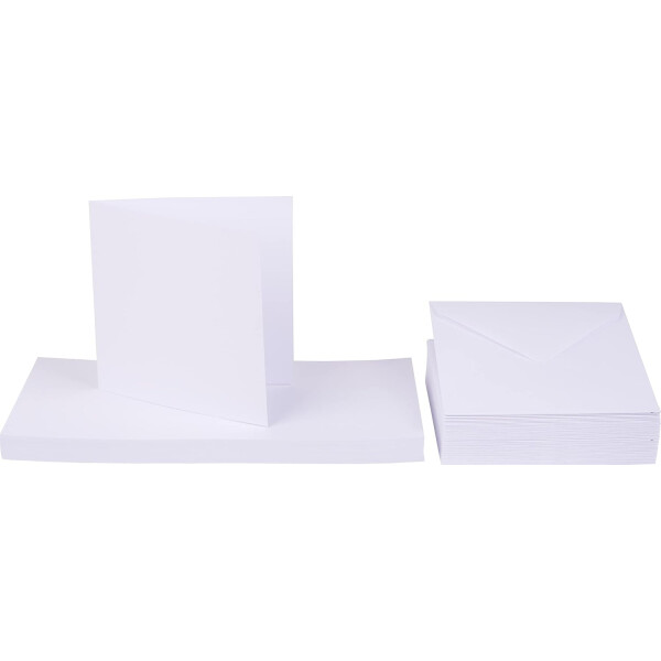 Craft UK 50 Karten-Sets mit Briefumschlägen - Weiß - Quadratisch -  12,5 x 12,5 cm - 50 Doppelkarten und 50 Umschläge