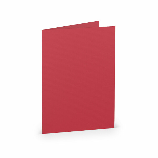 PAPERADO 50 Faltkarten DIN B6 Rot gerippt - Doppelkarten vorgefaltet blanko 220 g/m² - 12 x 16,9 cm - Klappkarten Basteln Einladungskarten Hochzeit Kommunion