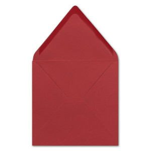 25 Stück Briefumschläge in Rot - Quadratisch 14 x 14 cm - Nassklebung - Spitze Verschlussklappe - ideal für Weihnachten, Hochzeit & Einladungen - Glüxx-Agent